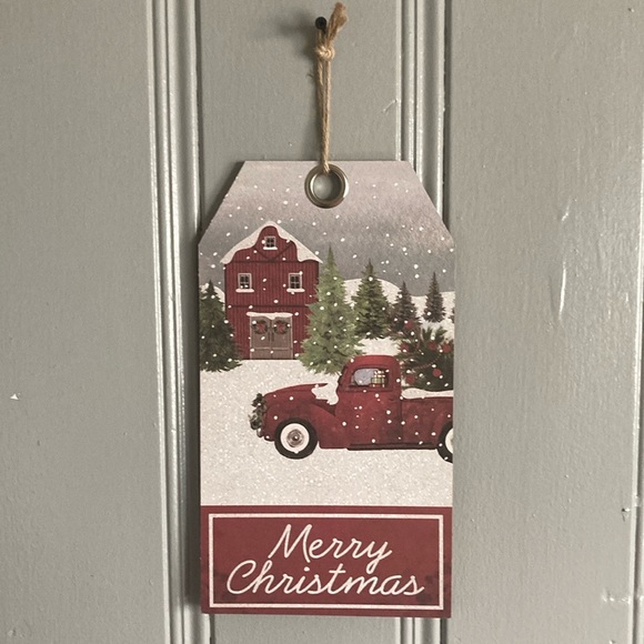 NWT Beautiful Rustic Farmhouse Glittered ❄️ Merry Christmas Farmtruck Decor Sign - Picture 3 of 15